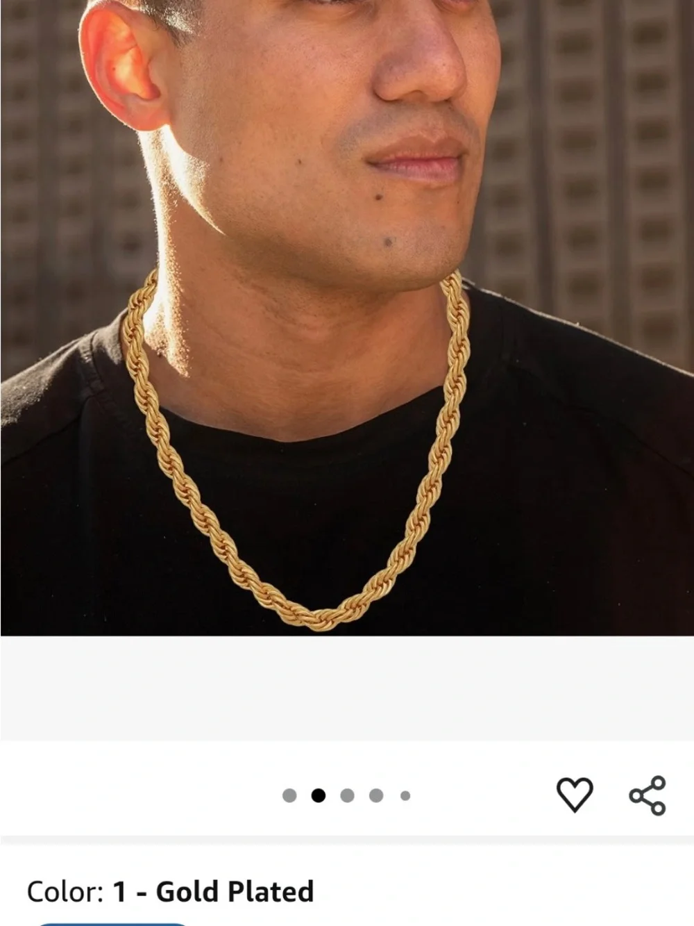 24k Gold Plated Rope Chain Necklace - Classic Men’s Jewelry
